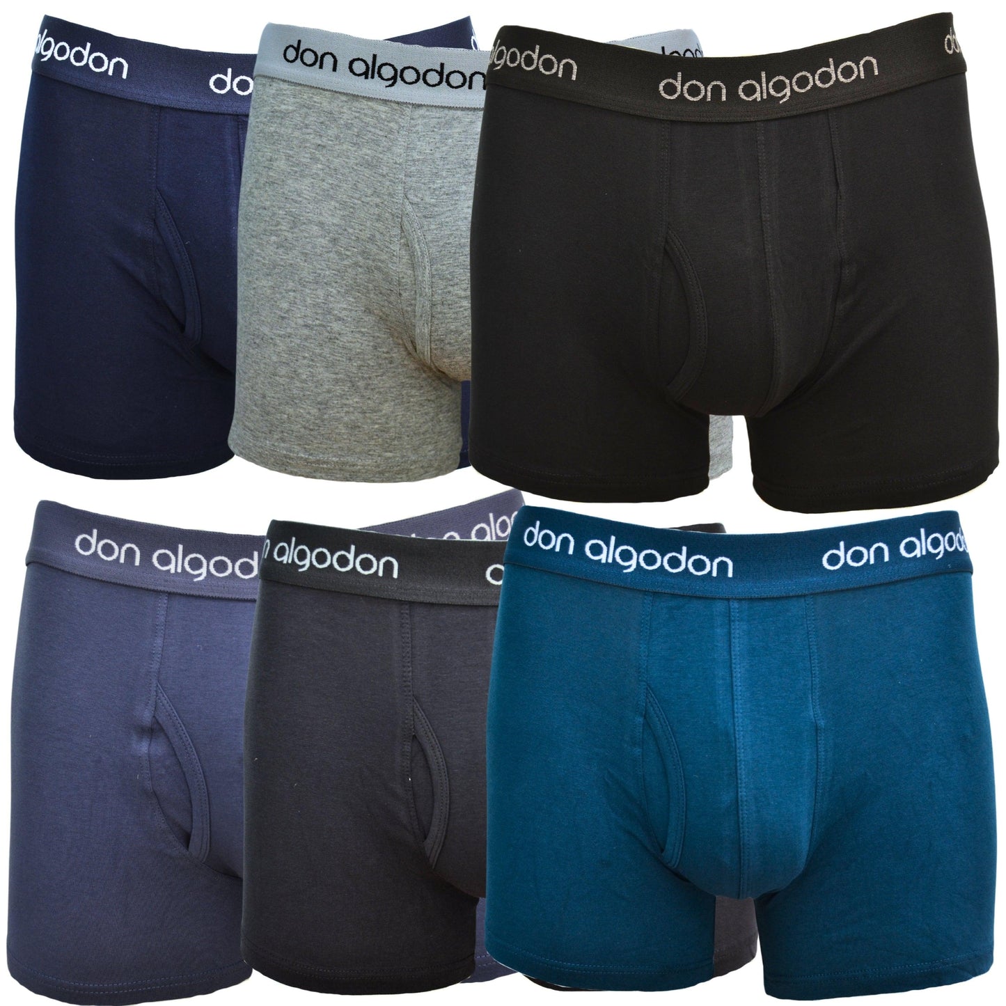 Don Algodón Premium | Pack de 6 Boxers Lisos para Hombre | Transpirables | 6 Colores Diferentes - Underwear Essentials