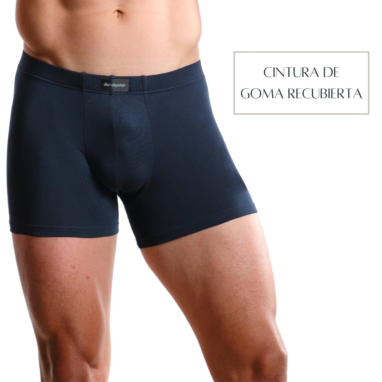 Don Algodón | Pack 6 Boxers Hombre | Calzoncillos Lisos con Goma Elástica Recubierta - Underwear Essentials