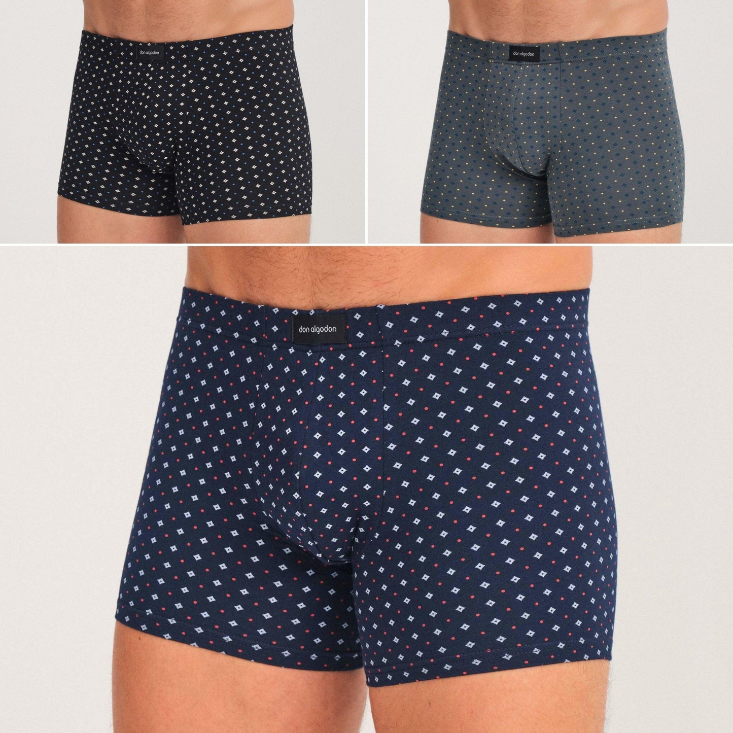 Don Algodon Premium | Pack 3 Boxers Hombre | Suaves y Transpirables | Negro, Marino, Verde - Underwear Essentials