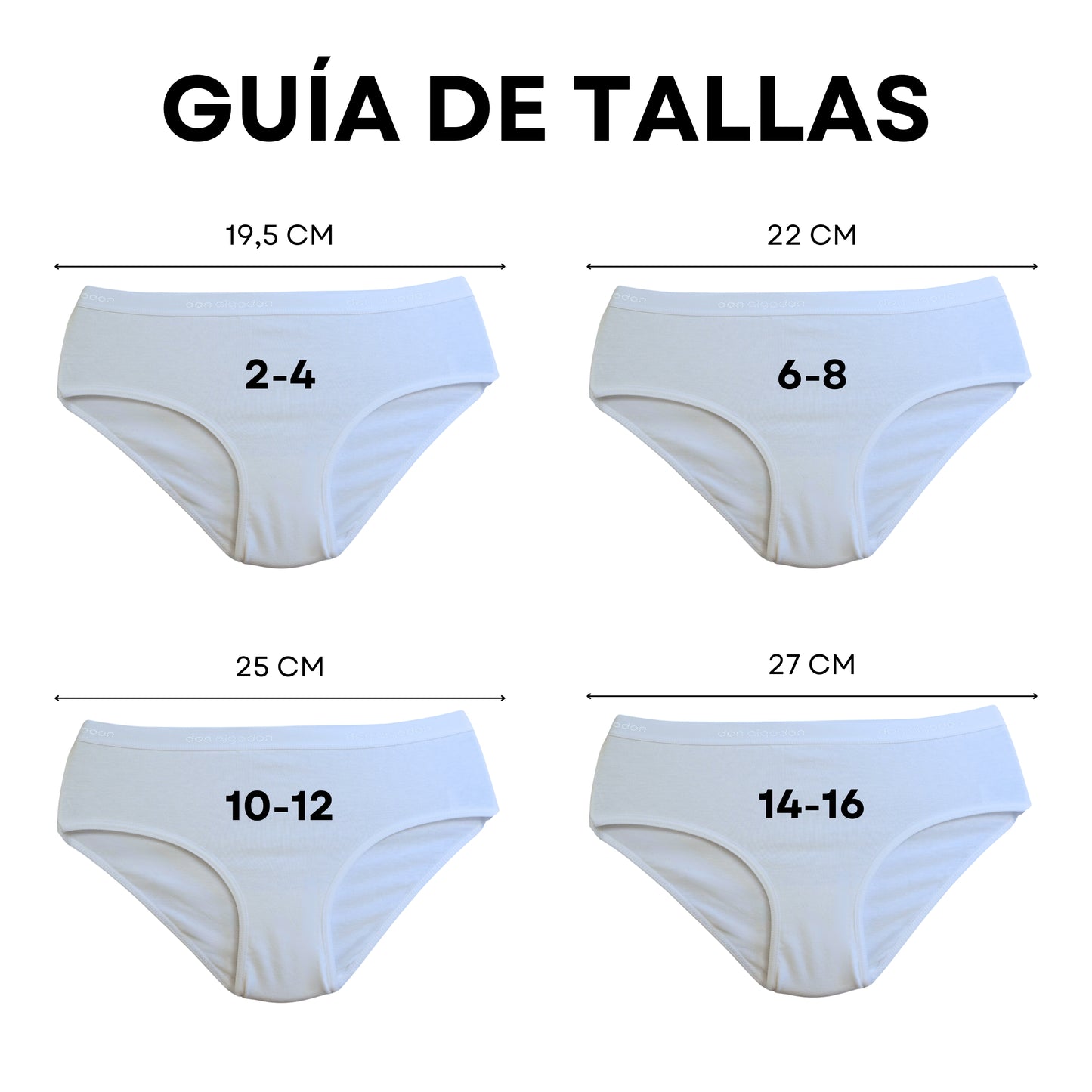 Don Algodon Kids | Pack de 6 Braguitas Lisas para Niña | Transpirables - Underwear Essentials