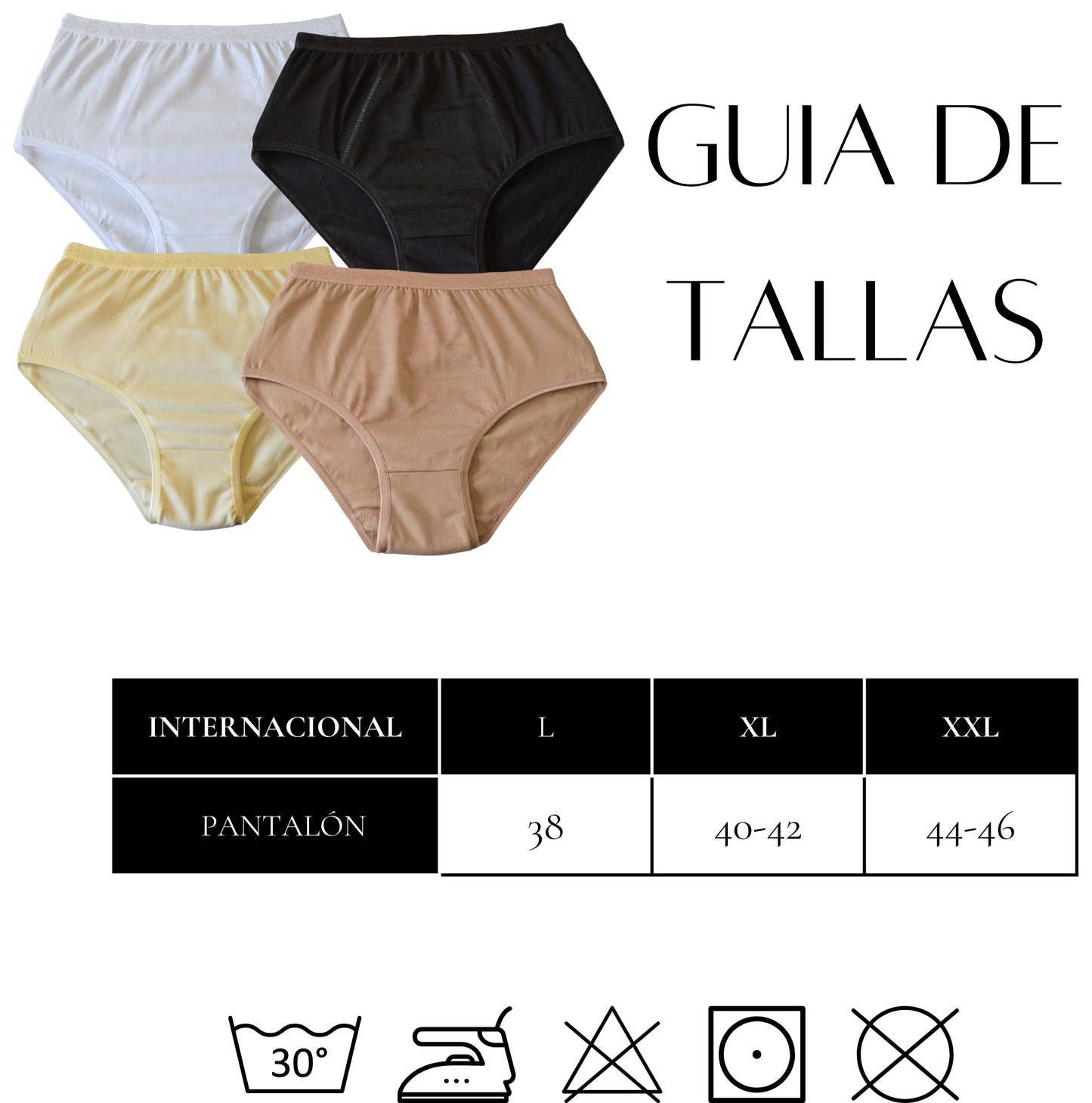 FEVI | Pack de 8 Bragas Tiro Alto | 4 Colores Diferentes: Negro, Beige, Cava y Blanco | 95% Algodón | Estampado Elegante | Cintura Elástica - Underwear Essentials