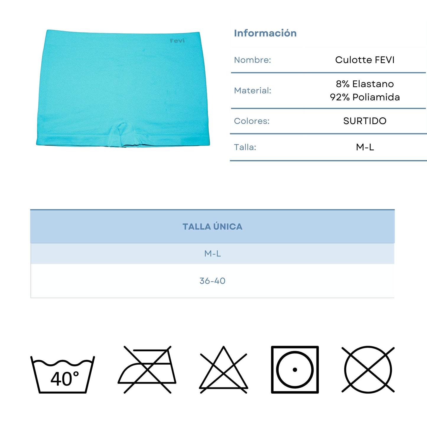 FEVI | Pack de 12 Culottes de 12 colores diferentes | Talla Única - Underwear Essentials