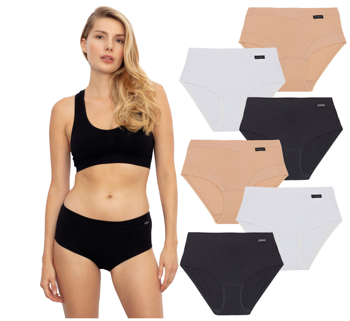 DON ALGODON | Pack de 6 Braguitas Tiro Alto de Algodón | Suaves y Cómodas | Cintura Elástica