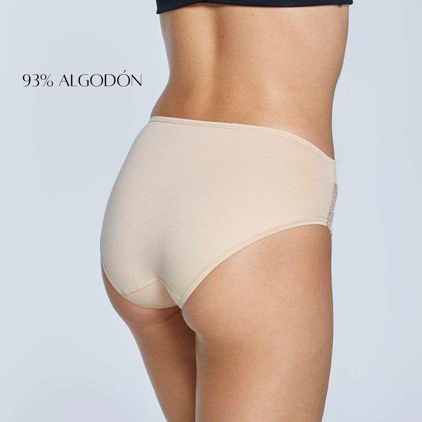 Don Algodon | Pack de 6 Bragas Bikini con Encaje Lateral | Transpirables