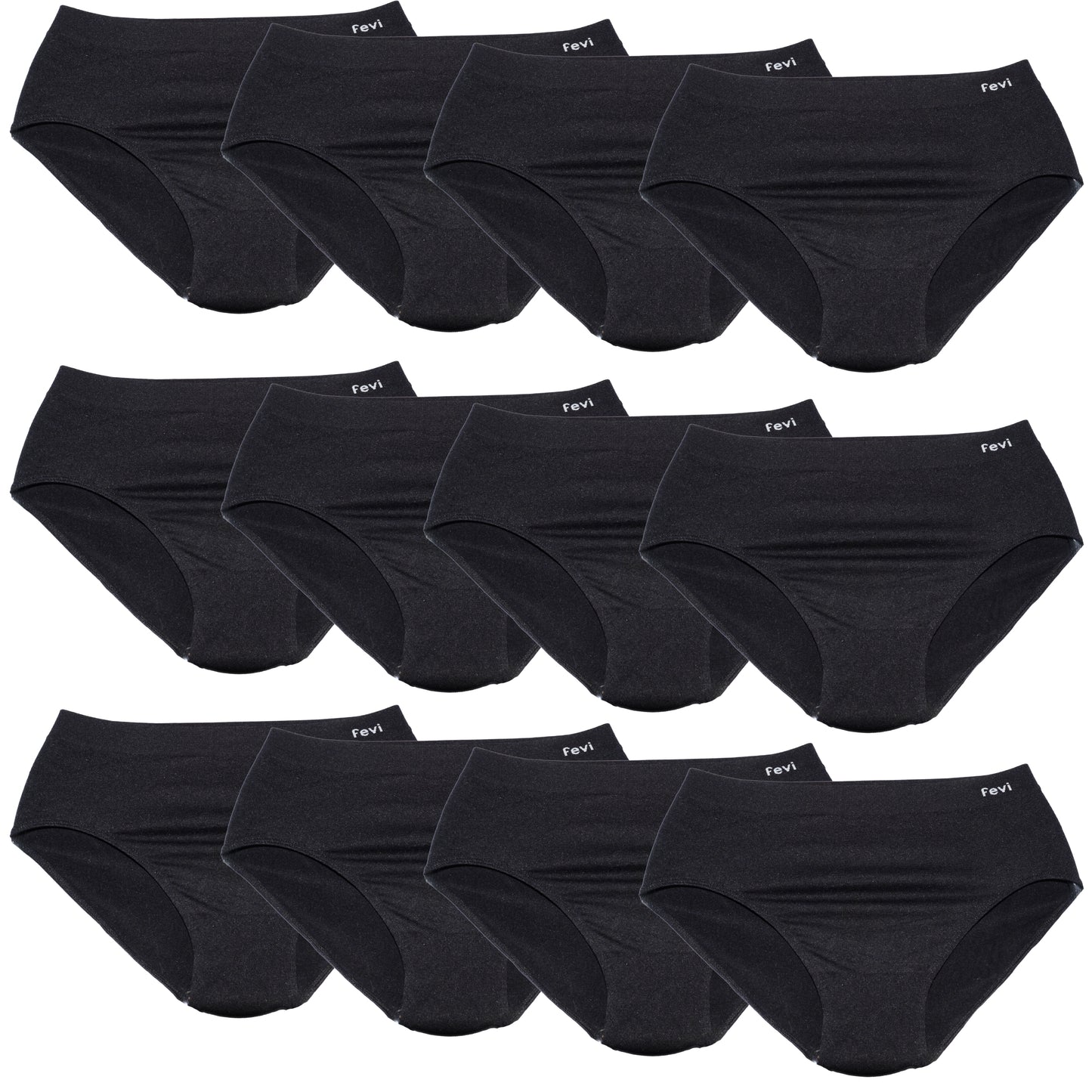 FEVI Pack de 12 Braguitas Mujer Sin Costuras Tiro Medio-Alto | Lencería Cómoda, Suave y Transpirable | Acabado Fino Que No Marca