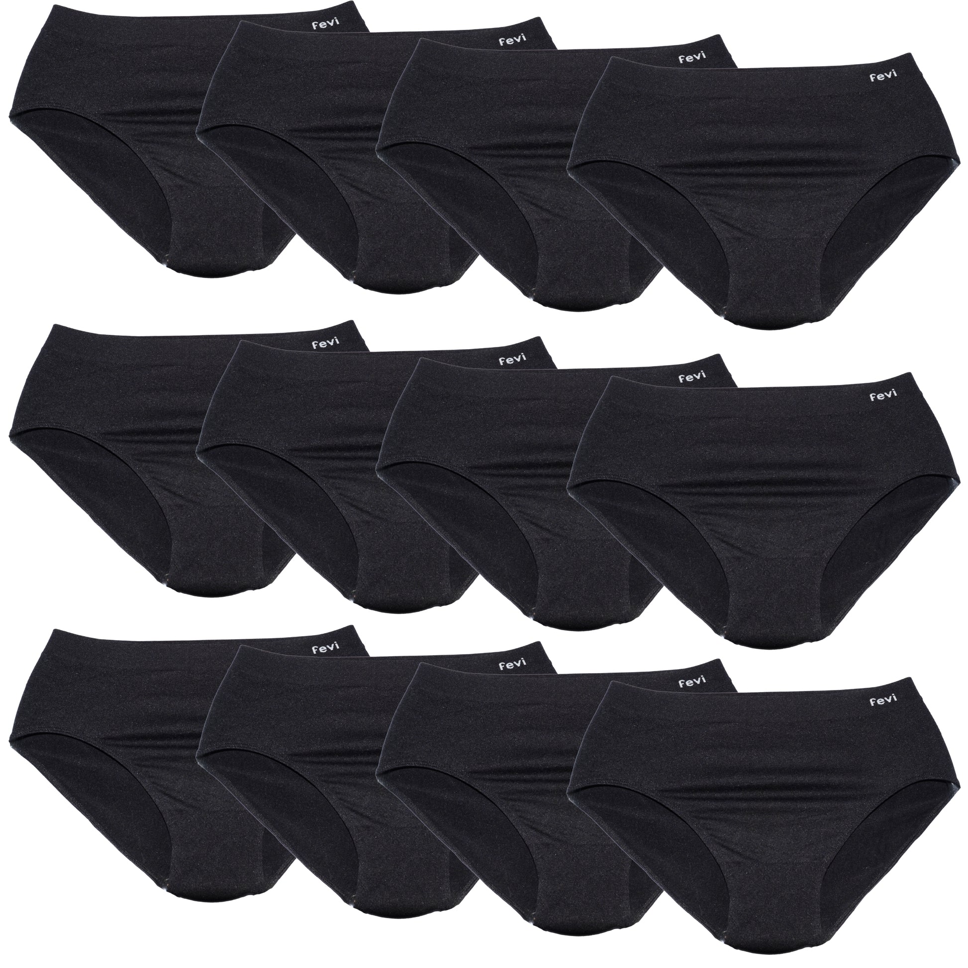 FEVI Pack de 12 Braguitas Mujer Sin Costuras Tiro Medio-Alto | Lencería Cómoda, Suave y Transpirable | Acabado Fino Que No Marca