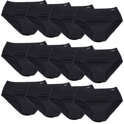 FEVI Pack de 12 Braguitas Mujer Sin Costuras Tiro Medio-Alto | Lencería Cómoda, Suave y Transpirable | Acabado Fino Que No Marca