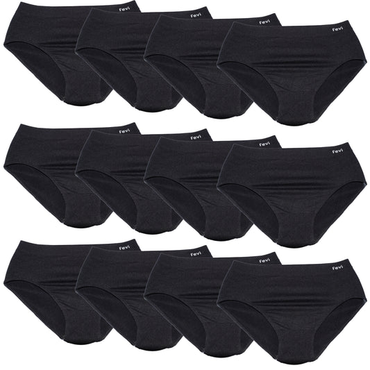 FEVI Pack de 12 Braguitas Mujer Sin Costuras Tiro Medio-Alto | Lencería Cómoda, Suave y Transpirable | Acabado Fino Que No Marca