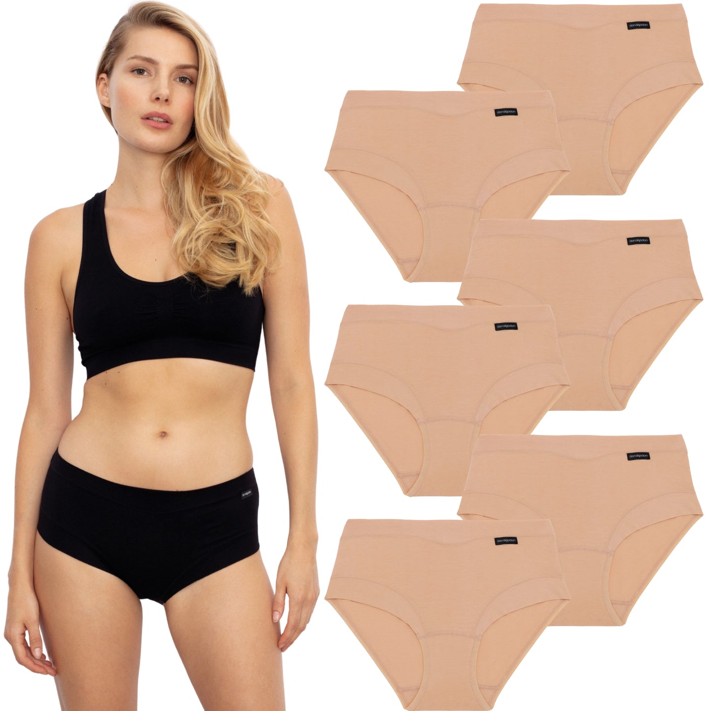 DON ALGODON | Pack de 6 Braguitas Tiro Alto de Algodón | Suaves y Cómodas | Cintura Elástica