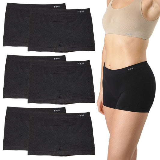 FEVI | Pack de 6 Culottes en 1 o 3 colores diferentes: Negro, Blanco y Beige | Talla única - Underwear Essentials