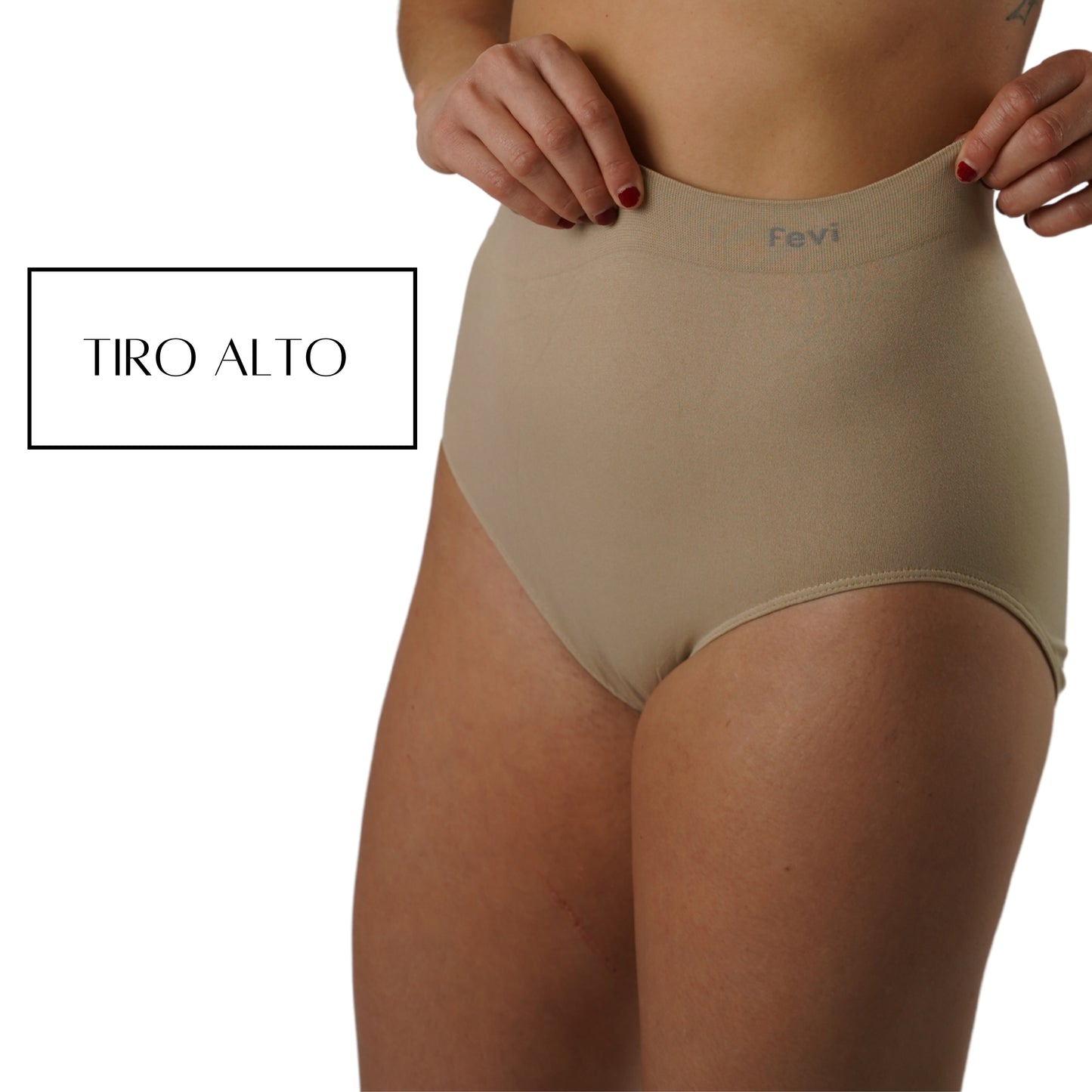 FEVI | Pack de 6 Bragas Tiro Alto | en 1 o 3 Colores Diferentes; Blanco, Negro y Beige | Reductoras