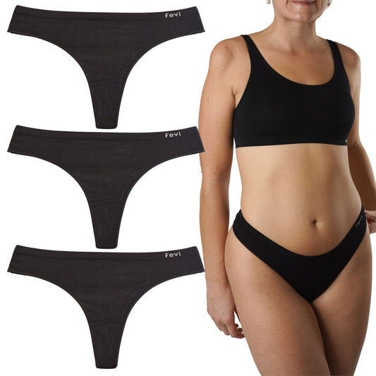FEVI Pack de 3 Tangas Sin Costuras, Lencería Cómoda, Suave y Transpirable, Tangas Mujer con Acabado Fino Que No Marca, Talla Única M/L
