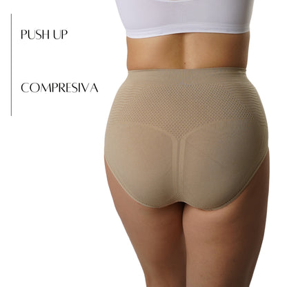 FEVI Pack 3 Bragas Faja Tiro Alto Mujer, Compresoras Push Up, Moldeadoras Vientre Plano, Sin Costuras, Alta Elasticidad, Ropa Interior Suave y Cómoda