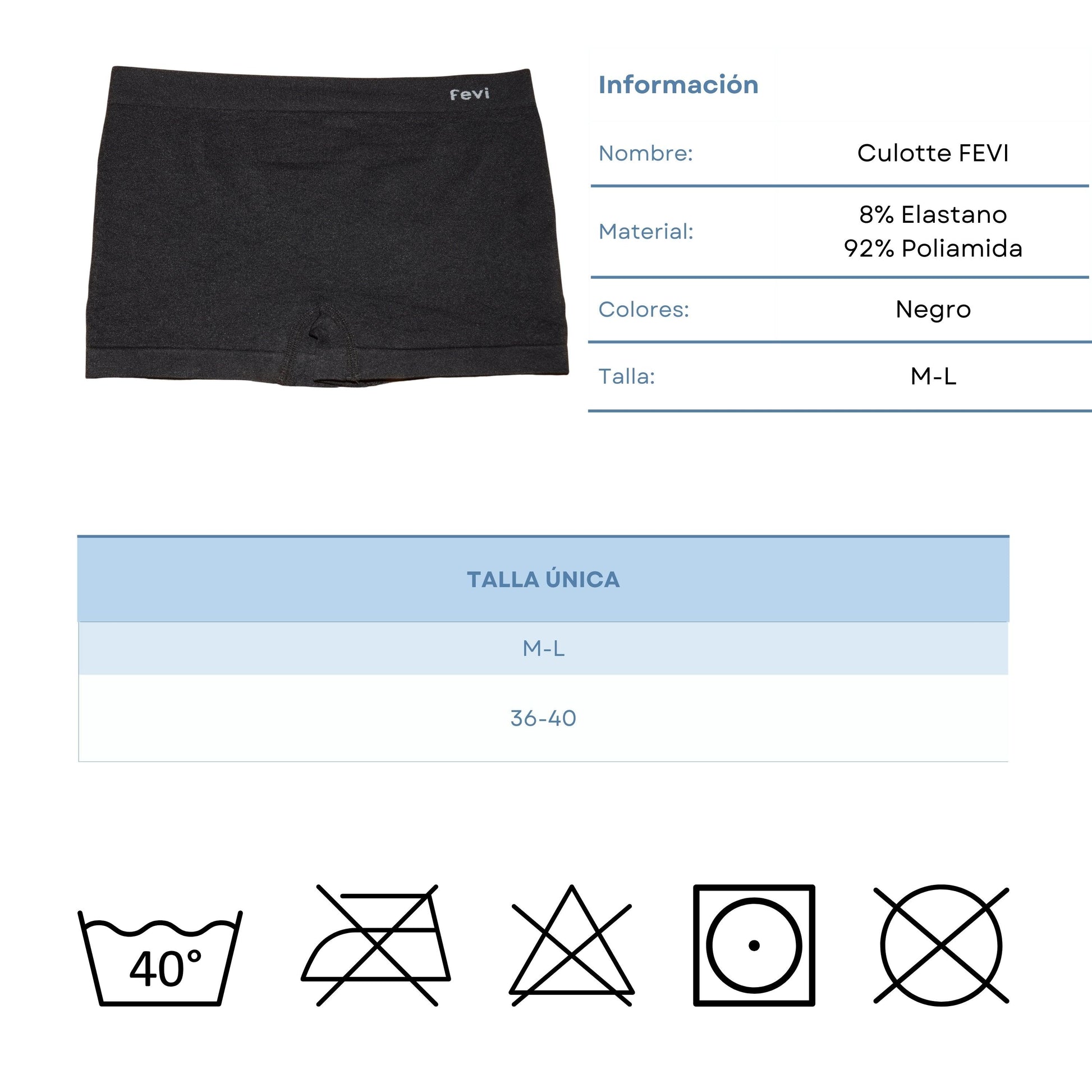 FEVI | Pack de 12 Culottes en 1 o 3 colores diferentes: Negro, Blanco y Beige | Talla única - Underwear Essentials