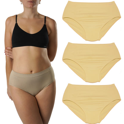 FEVI Pack de 3 Braguitas Mujer Sin Costuras Tiro Medio-Alto | Lencería Cómoda, Suave y Transpirable | Acabado Fino Que No Marca