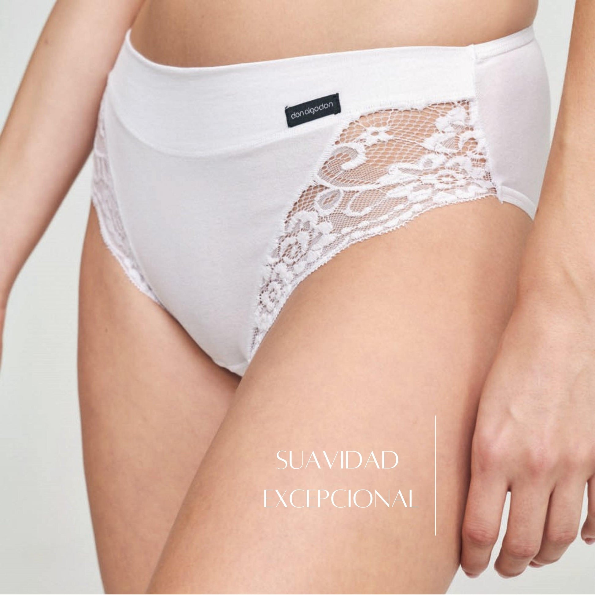 Don Algodon | Pack de 6 Bragas Bikini con Encaje Lateral | Transpirables - Underwear Essentials