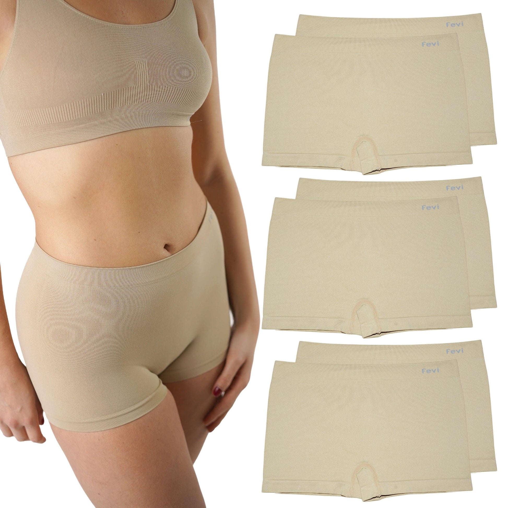 FEVI | Pack de 6 Culottes en 1 o 3 colores diferentes: Negro, Blanco y Beige | Talla única - Underwear Essentials