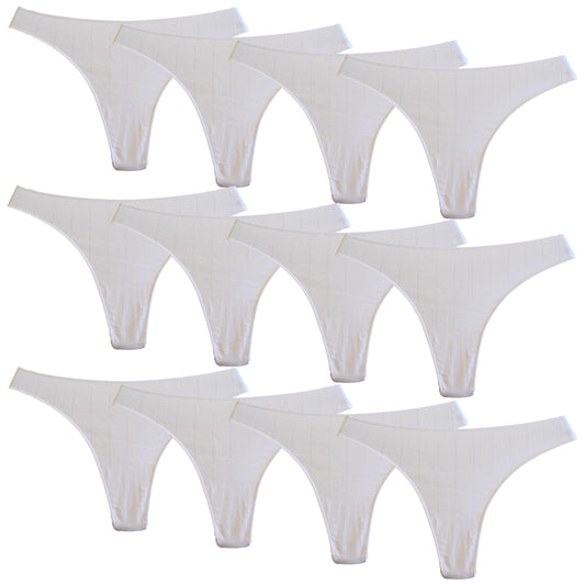 FEVI Pack 12 Tangas de Algodón para Mujer, Sin Costuras, Ropa Interior Cómoda, Suave y Elástica, Lencería Bragas