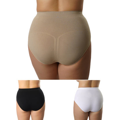 FEVI Pack 3 Bragas Faja Tiro Alto Mujer, Compresoras Push Up, Moldeadoras Vientre Plano, Sin Costuras, Alta Elasticidad, Ropa Interior Suave y Cómoda