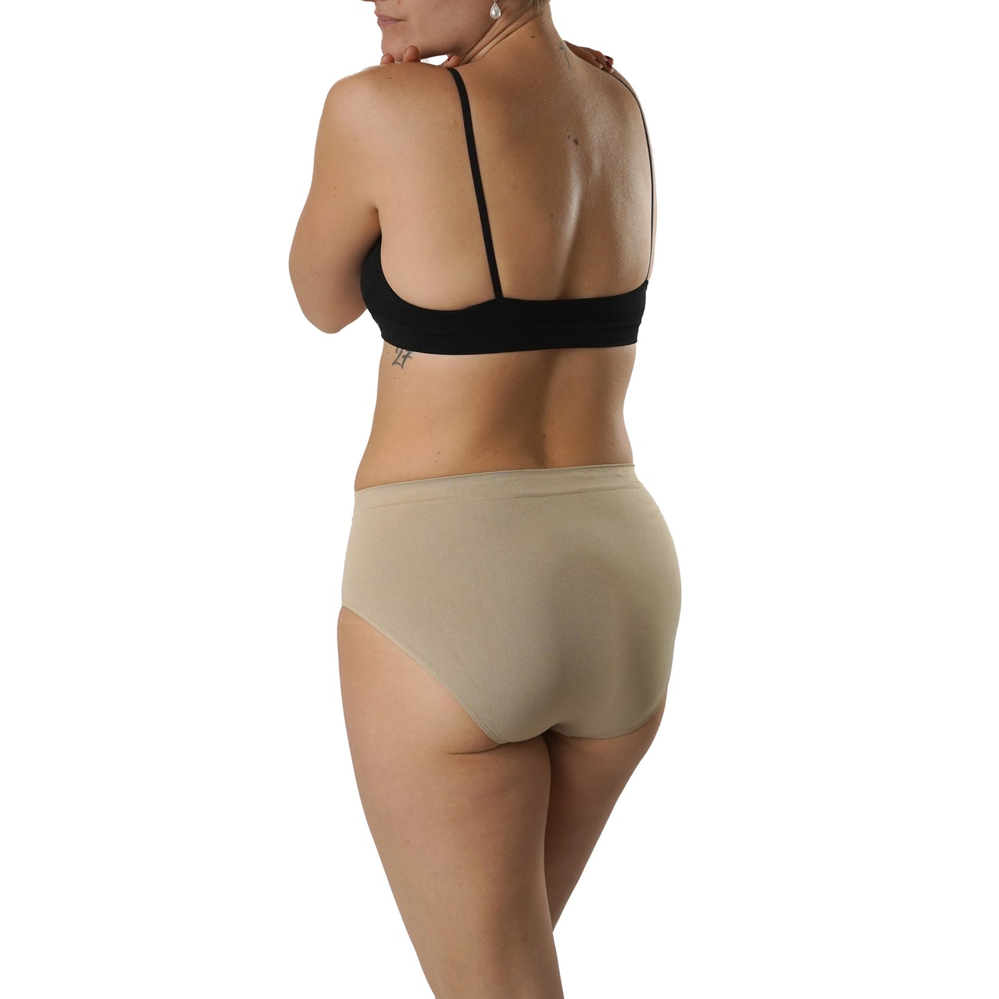 FEVI | Pack de 6 Braguitas Tiro Medio-Alto | en 1 o 3 Colores Diferentes: Blanco, Negro y Beige | Elásticas y Cómodas | Para Uso Diario