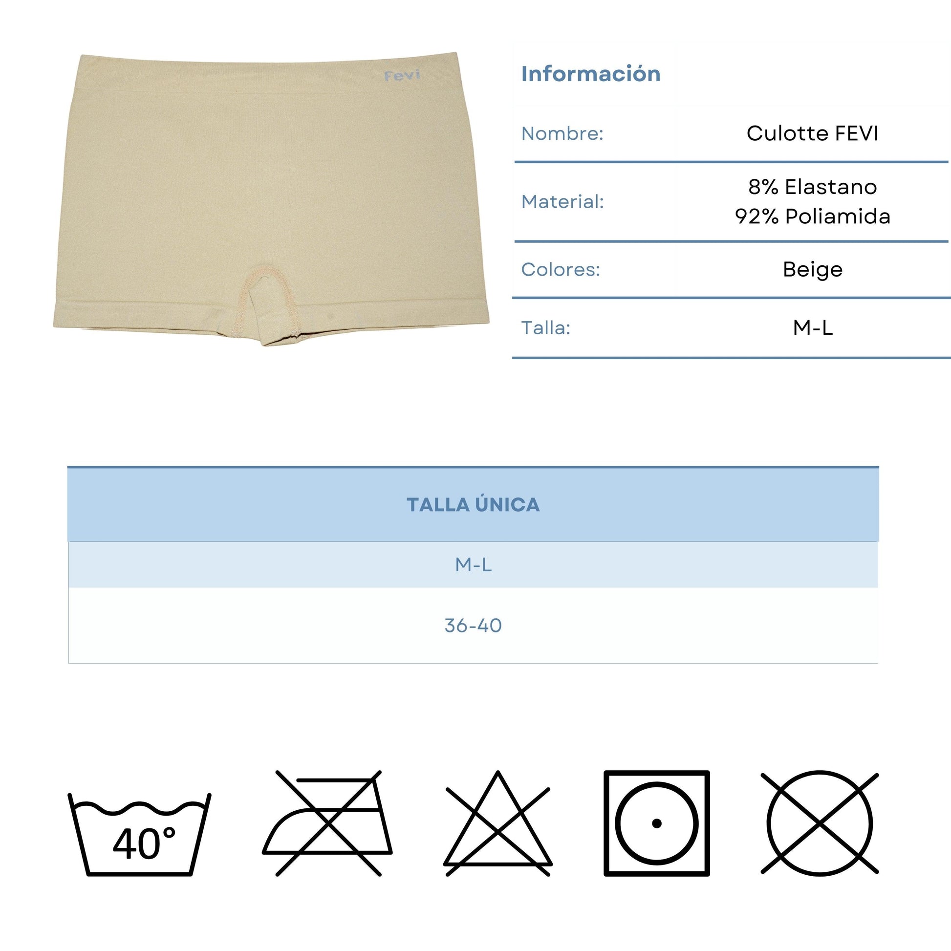 FEVI | Pack de 12 Culottes en 1 o 3 colores diferentes: Negro, Blanco y Beige | Talla única - Underwear Essentials