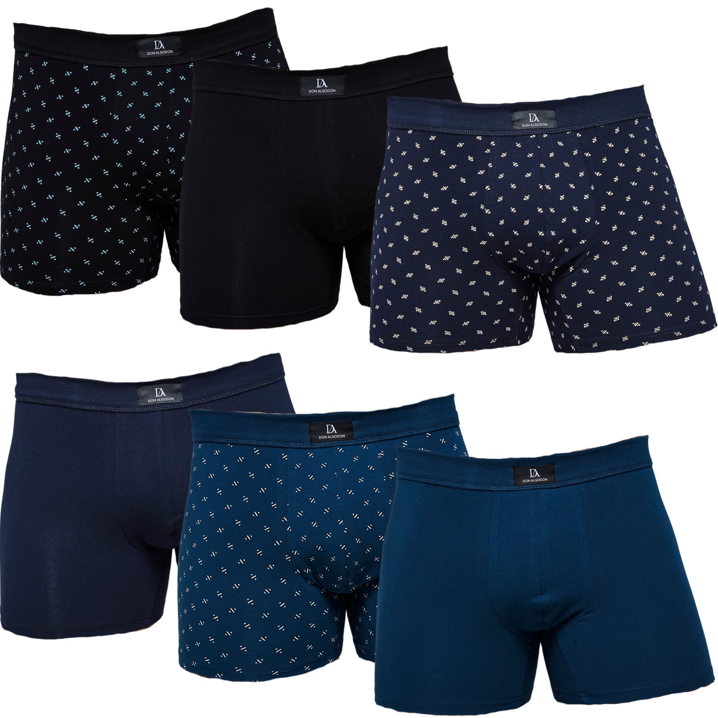 DON ALGODON PREMIUM| Pack de 6 Boxers Premium Para Hombre | Elegantes y Cómodos | Máximo Confort | 3 Colores, 3 Estampados | 4 Tallas: M, L, XL, XXL | Suaves y Transpirables