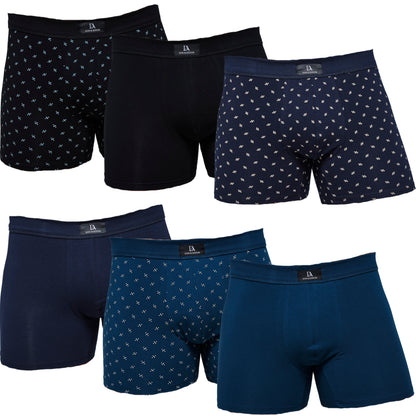 DON ALGODON PREMIUM| Pack de 6 Boxers Premium Para Hombre | Elegantes y Cómodos | Máximo Confort | 3 Colores, 3 Estampados | 4 Tallas: M, L, XL, XXL | Suaves y Transpirables