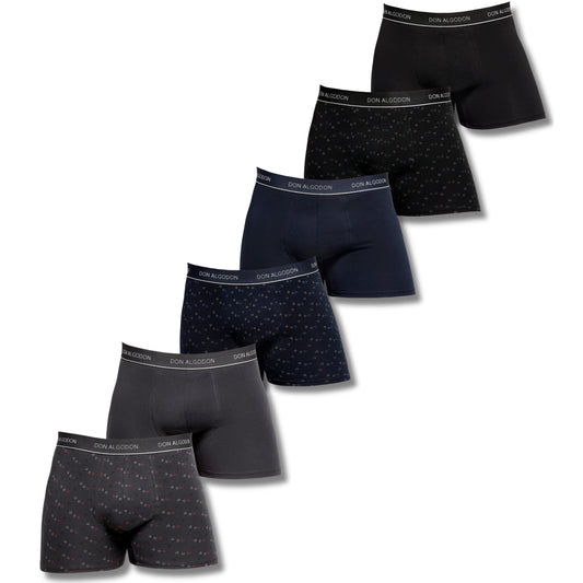 Don Algodon Pack 6 Calzoncillos Hombre Suaves y Transpirables | 1 Unidad por Color | 3 Estampados y 3 Lisos