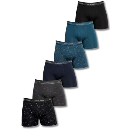 Don Algodon Pack 6 Bóxers Hombre Suaves y Transpirables | 1 Unidad por Color | 3 Estampados y 3 Lisos