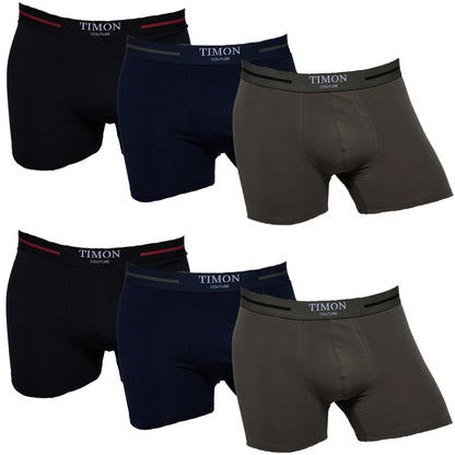 TIMON | Pack de 6 Boxers Para Hombre | 93 % Algodón | 3 Colores: Negro, Marino, Verde | Cintura Elástica | Máximo Confort | 5 Tallas: S, M, L, XL, XXL
