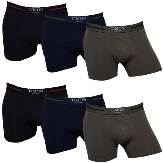 TIMON | Pack de 6 Boxers Para Hombre | 93 % Algodón | 3 Colores: Negro, Marino, Verde | Cintura Elástica | Máximo Confort | 5 Tallas: S, M, L, XL, XXL