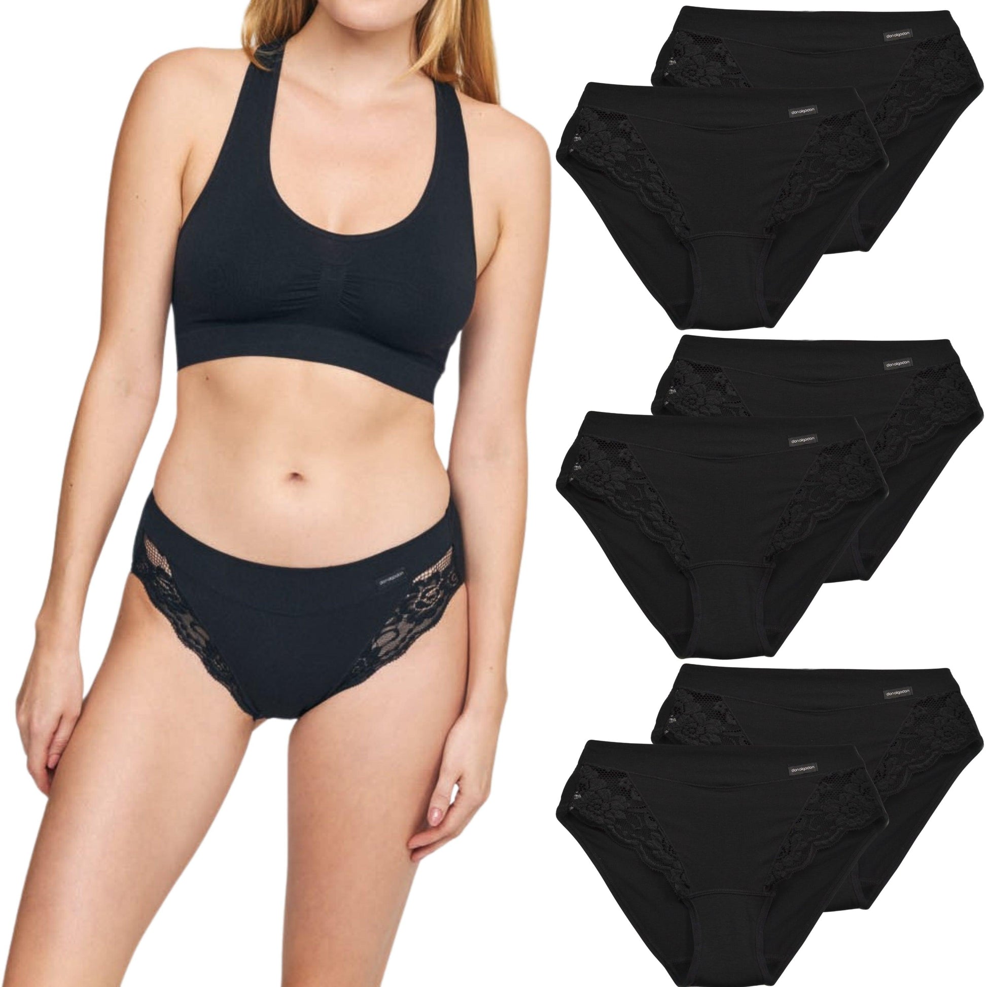 Don Algodon | Pack de 6 Bragas Bikini con Encaje Lateral | Transpirables - Underwear Essentials