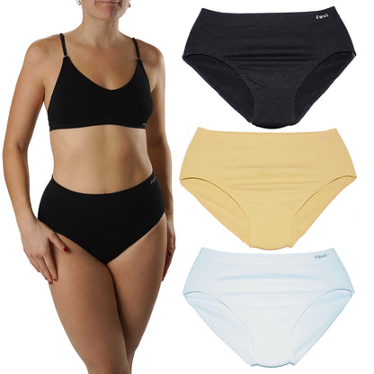 FEVI Pack de 3 Braguitas Mujer Sin Costuras Tiro Medio-Alto | Lencería Cómoda, Suave y Transpirable | Acabado Fino Que No Marca
