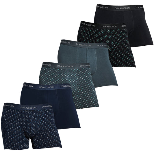 Don Algodon Pack 6 Calzoncillos Hombre Suaves y Transpirables | 1 Unidad por Color | 3 Estampados y 3 Lisos