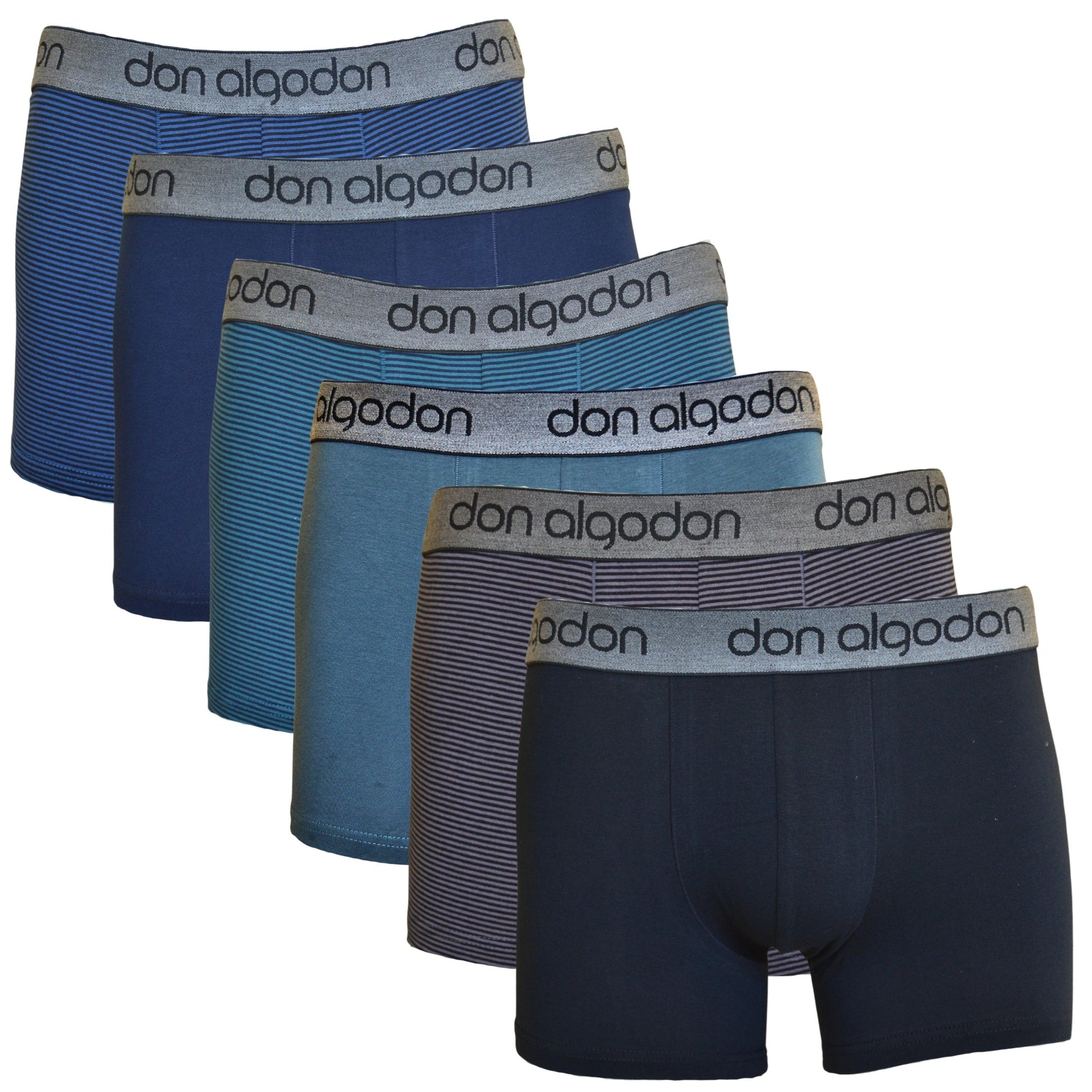 Don Algodon | Pack 6 Boxers Lisos y Rayas - Ajustables y cómodos para Uso Diario - Underwear Essentials