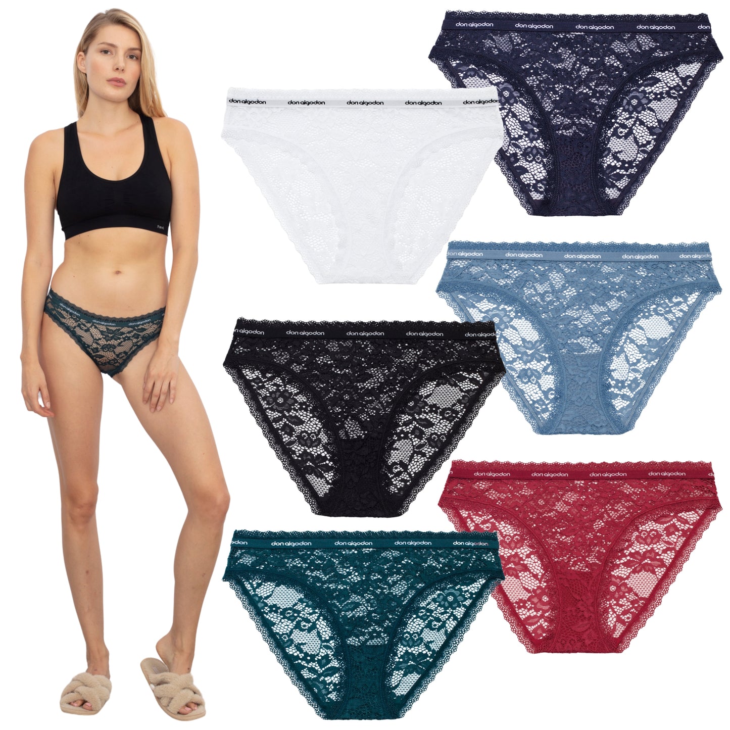 Don Algodon Pack 6 Braguitas Mujer | Suavidad y Comodidad Excepcionales | Transpirables y Resistentes