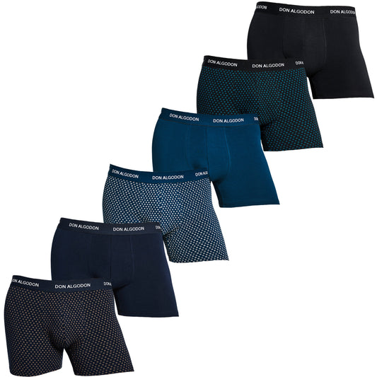 Don Algodon Pack 6 Calzoncillos Hombre Suaves y Transpirables | 1 Unidad por Color | 3 Estampados y 3 Lisos