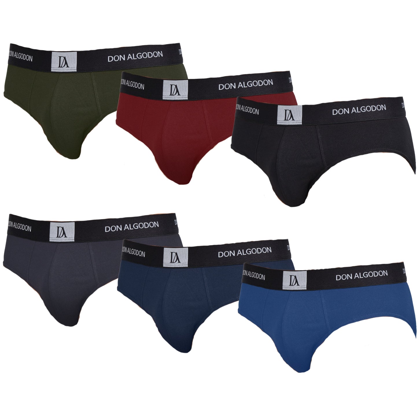DON ALGODON | Pack de 6 Slips Para Hombre | Cintura Elástica | Cómodos y Transpirables | 6 Colores Diferentes | 5 Tallas: S, M, L, XL, XXL | 93% Algodón - Underwear Essentials