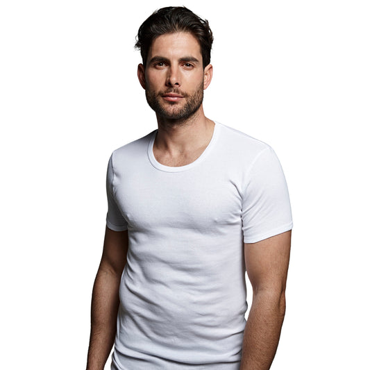 DON ALGODON | Camiseta Interior de Manga Corta Blanca | 100% Algodon | Transpirable | 4 Tallas | Se Adapta al Cuerpo | Suave y Confortable | Acabados Reforzados | Hilo Compacto