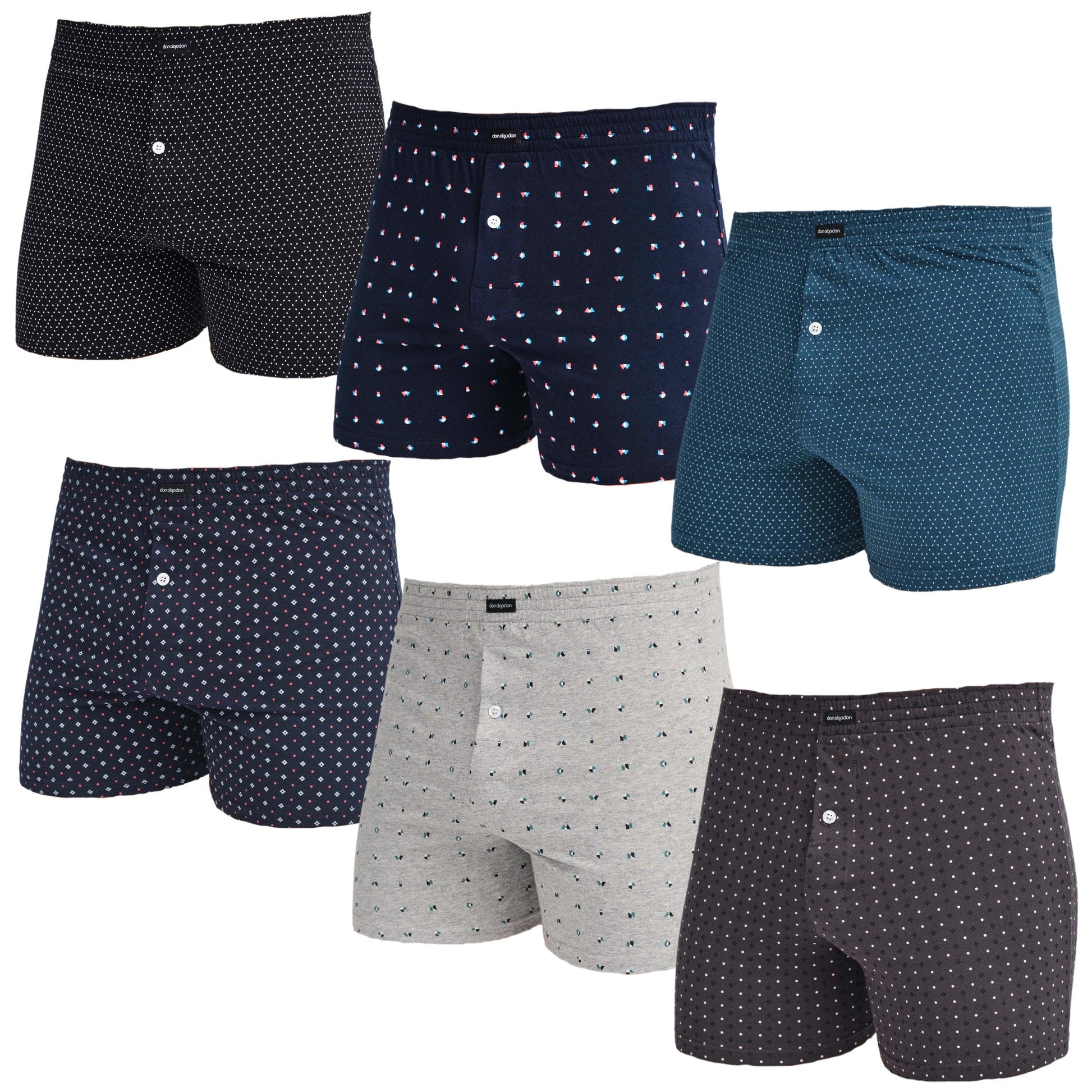 Don Algodón Premium | Pack de 6 Boxers Apertura con Botón Para Hombres | 100% Algodón | Transpirables | Máxima Calidad - Underwear Essentials