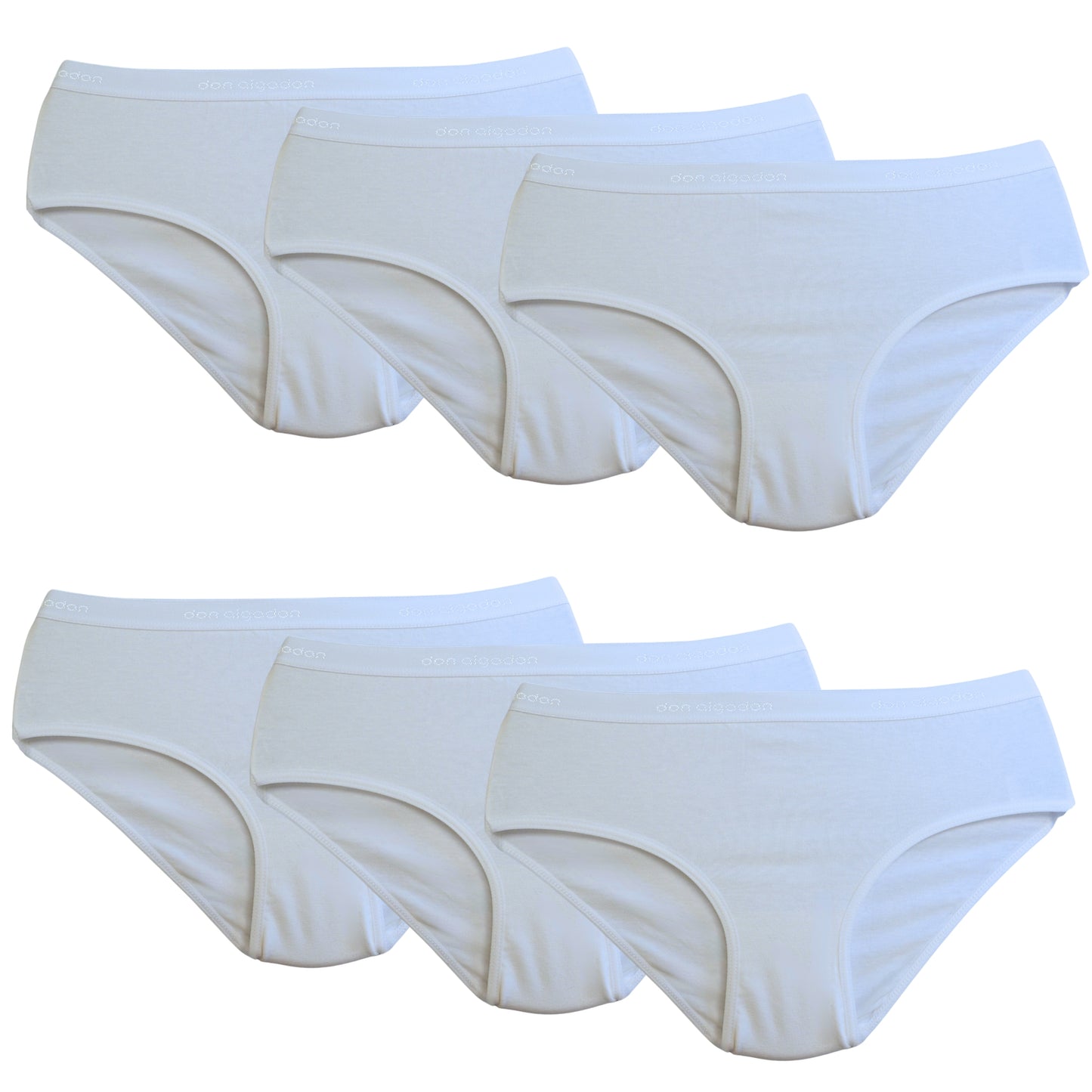 Don Algodon Kids | Pack de 6 Braguitas Lisas para Niña | Transpirables