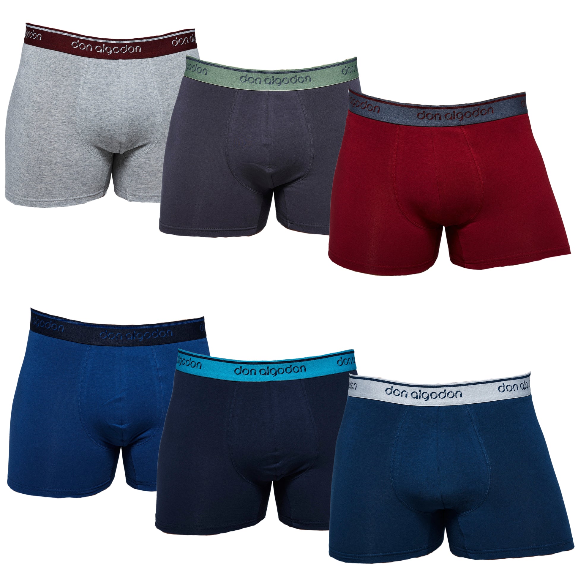 DON ALGODON | Pack de 6 Boxers Para Hombre | 95% Algodón | Transpirables | 6 Colores con Cintura Elástica| Cómodos y Elegantes - Underwear Essentials