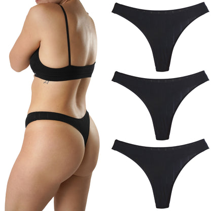 FEVI Pack 3 Tangas de Algodón para Mujer, Sin Costuras, Ropa Interior Cómoda, Suave y Elástica, Lencería Bragas