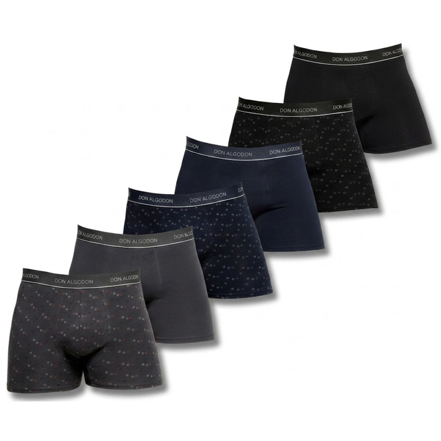 Don Algodon Pack 6 Bóxers Hombre Suaves y Transpirables | 1 Unidad por Color | 3 Estampados y 3 Lisos