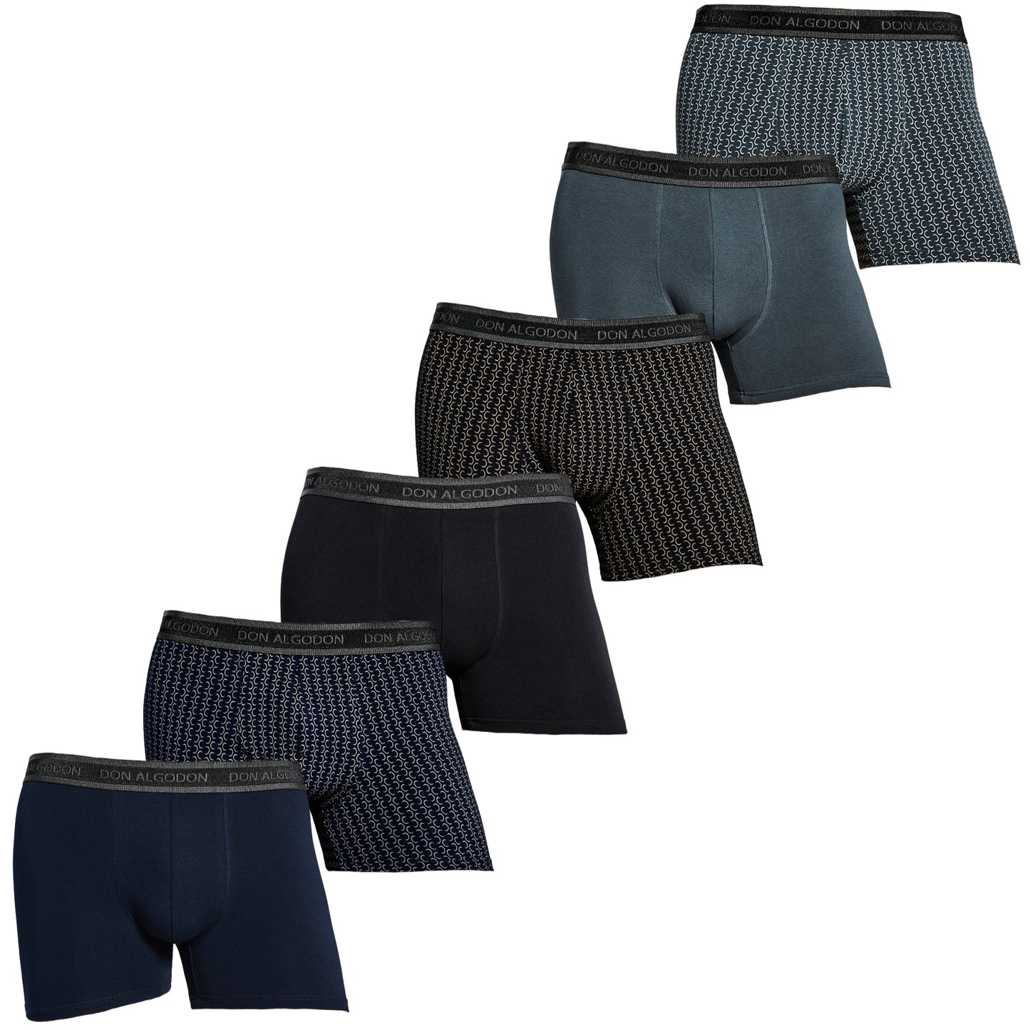 Don Algodon | Pack de 6 Boxers Para Hombre Lisos y Estampados | Suaves y Transpirables | 93% de Algodon | Maximo Confort | Para Uso Diario | 5 Tallas Disponibles