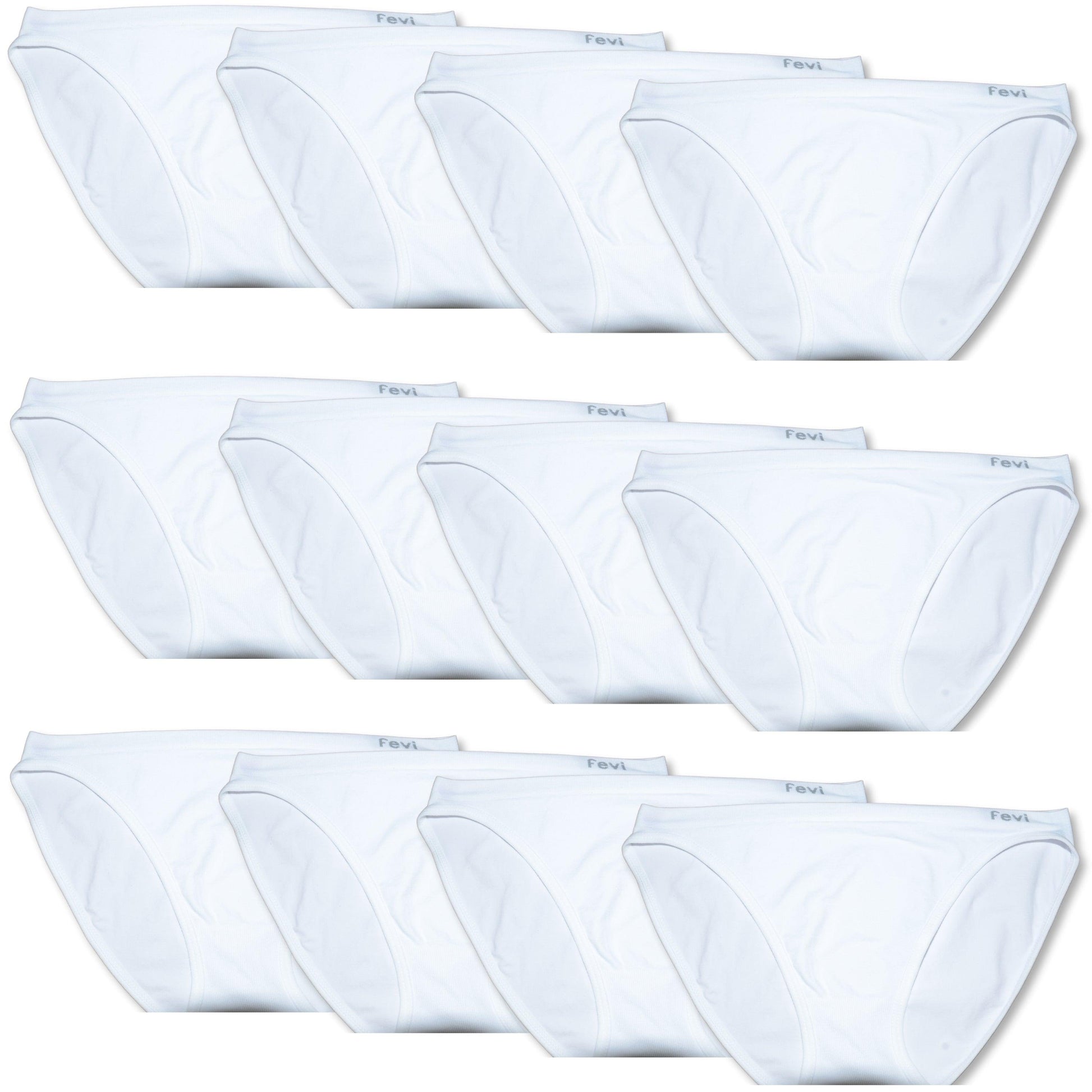 FEVI | Pack de 12 Braguitas Tiro Bajo |  1 o 3 Colores Diferentes: Blanco, Negro y Beige | Talla Única: M-L - Underwear Essentials