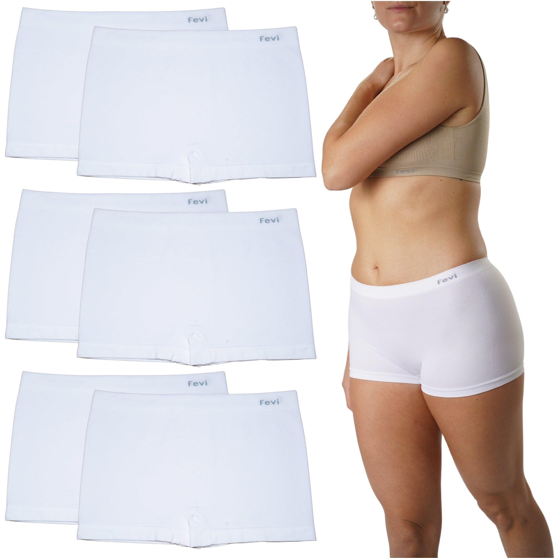FEVI | Pack de 6 Culottes en 1 o 3 colores diferentes: Negro, Blanco y Beige | Talla única - Underwear Essentials