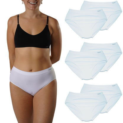 FEVI | Pack de 6 Braguitas Tiro Medio-Alto | en 1 o 3 Colores Diferentes: Blanco, Negro y Beige | Elásticas y Cómodas | Para Uso Diario