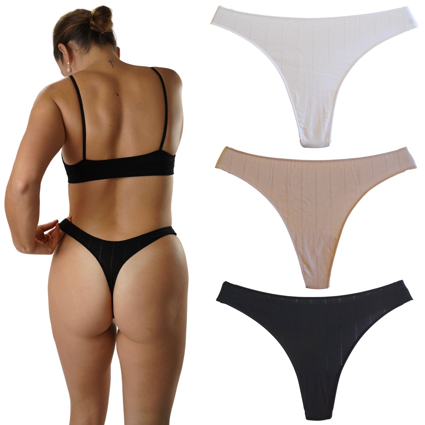 FEVI Pack 3 Tangas de Algodón para Mujer, Sin Costuras, Ropa Interior Cómoda, Suave y Elástica, Lencería Bragas