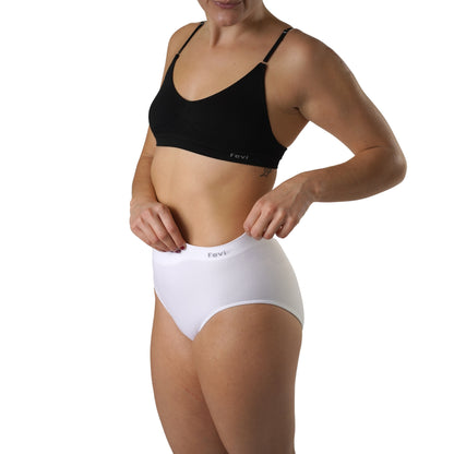FEVI | Pack de 6 Braguitas Tiro Medio-Alto | en 1 o 3 Colores Diferentes: Blanco, Negro y Beige | Elásticas y Cómodas | Para Uso Diario